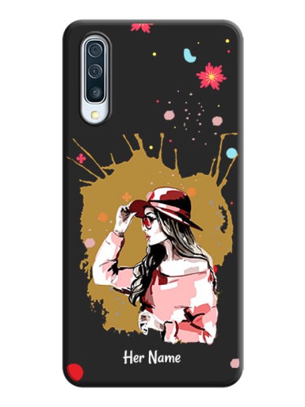 Custom Mordern Lady With Color Splash Background With Custom Text On Space Black Personalized Soft Matte Phone Covers -Samsung Galaxy A30S