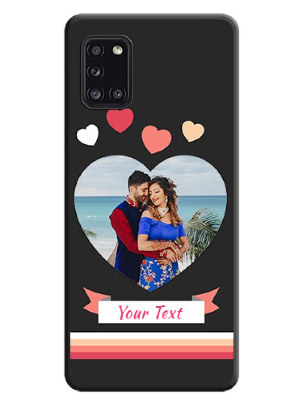 Custom Love Shaped Photo with Colorful Stripes on Personalised Space Black Soft Matte Cases - Galaxy A31