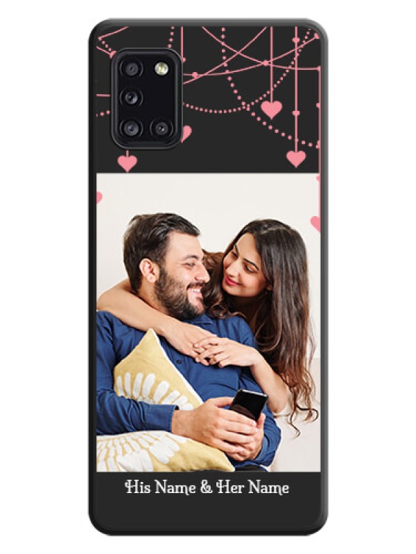 Custom Pink Love Hangings with Text on Space Black Custom Soft Matte Back Cover - Galaxy A31