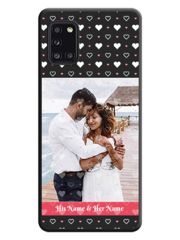 Custom White Color Love Symbols with Text Design on Photo on Space Black Soft Matte Phone Cover - Galaxy A31