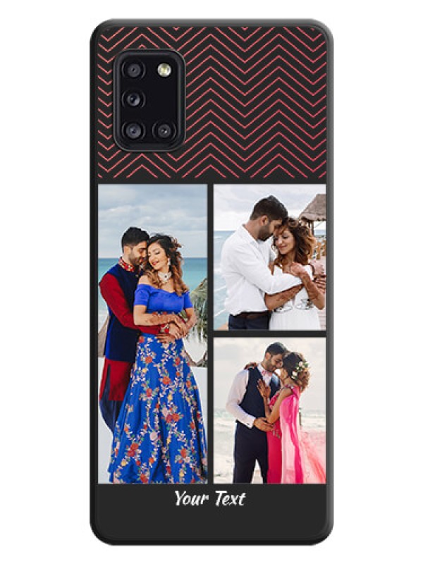 Custom Wave Pattern with 3 Image Holder on Space Black Custom Soft Matte Back Cover - Galaxy A31