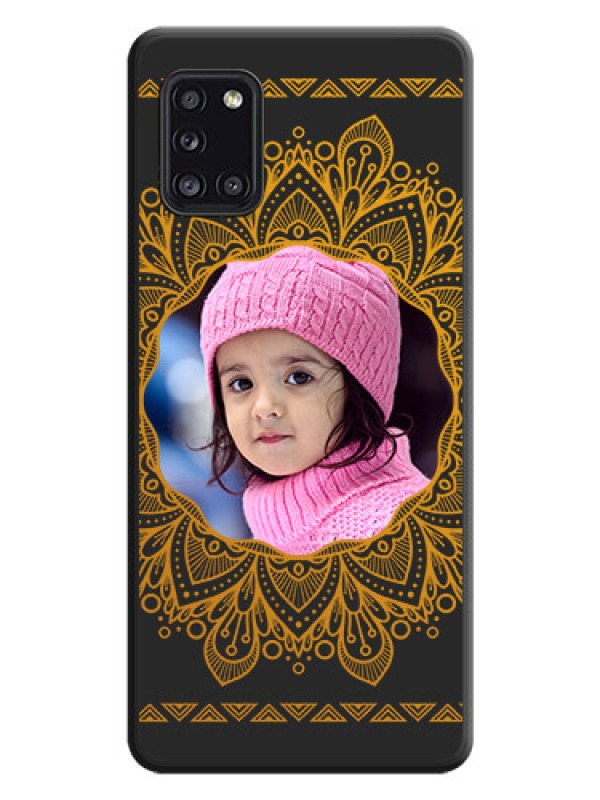 Custom Round Image with Floral Design on Photo on Space Black Soft Matte Mobile Cover - Galaxy A31