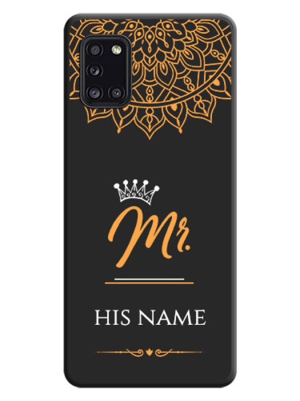Custom Mr Name with Floral Design  on Personalised Space Black Soft Matte Cases - Galaxy A31