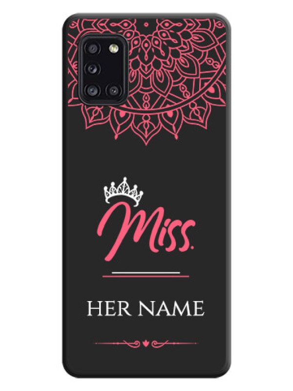 Custom Mrs Name with Floral Design on Space Black Personalized Soft Matte Phone Covers - Galaxy A31