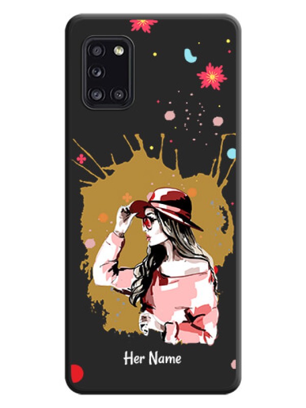 Custom Mordern Lady With Color Splash Background With Custom Text On Space Black Personalized Soft Matte Phone Covers -Samsung Galaxy A31