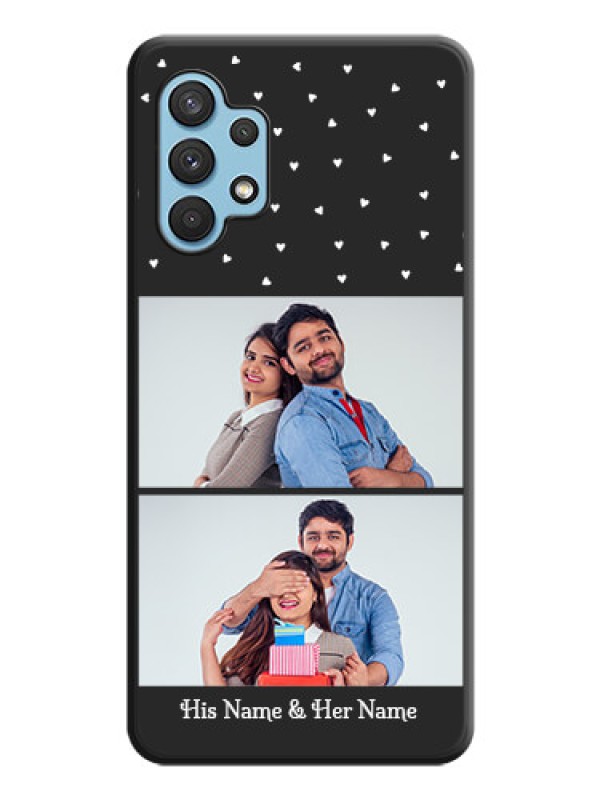 Custom Miniature Love Symbols with Name on Space Black Custom Soft Matte Back Cover - Galaxy A32 4G