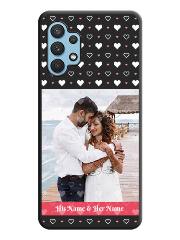 Custom White Color Love Symbols with Text Design on Photo on Space Black Soft Matte Phone Cover - Galaxy A32 4G