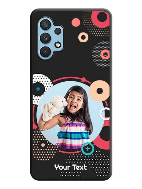 Custom Multicoloured Round Image on Personalised Space Black Soft Matte Cases - Galaxy A32 4G