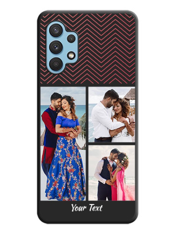 Custom Wave Pattern with 3 Image Holder on Space Black Custom Soft Matte Back Cover - Galaxy A32 4G