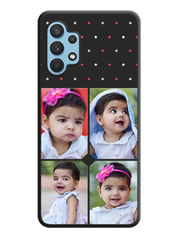 Custom Multicolor Dotted Pattern with 4 Image Holder on Space Black Custom Soft Matte Phone Cases - Galaxy A32 4G