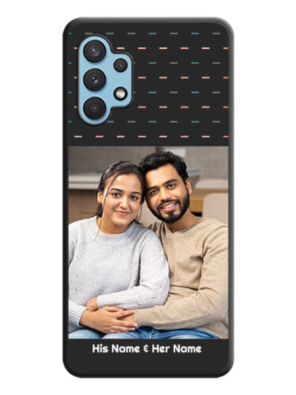 Custom Line Pattern Design with Text on Space Black Custom Soft Matte Phone Back Cover - Galaxy A32 4G