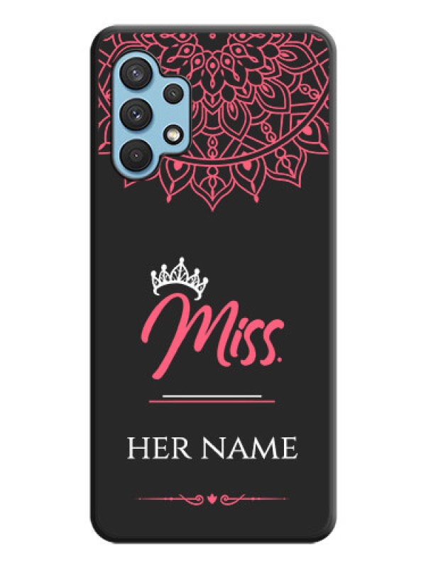 Custom Mrs Name with Floral Design on Space Black Personalized Soft Matte Phone Covers - Galaxy A32 4G