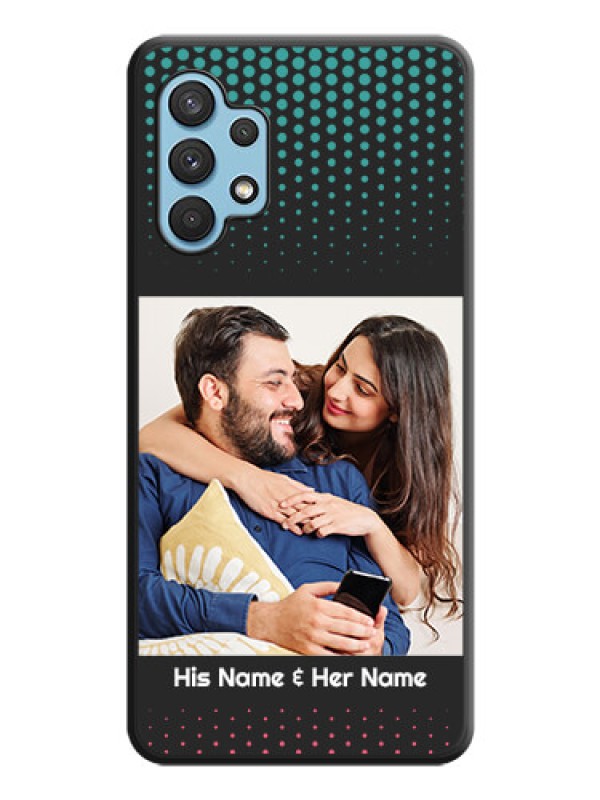 Custom Faded Dots with Grunge Photo Frame and Text on Space Black Custom Soft Matte Phone Cases - Galaxy A32 4G