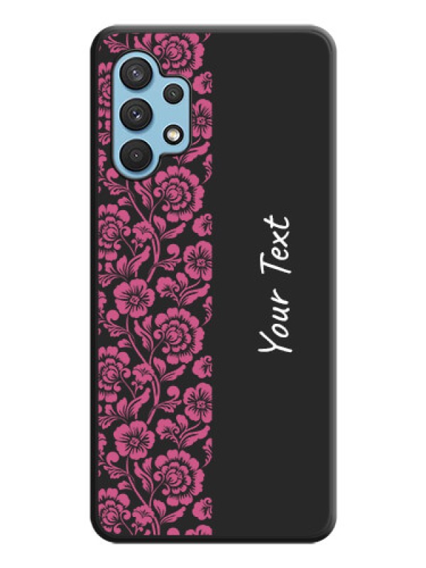 Custom Pink Floral Pattern Design With Custom Text On Space Black Personalized Soft Matte Phone Covers -Samsung Galaxy A32