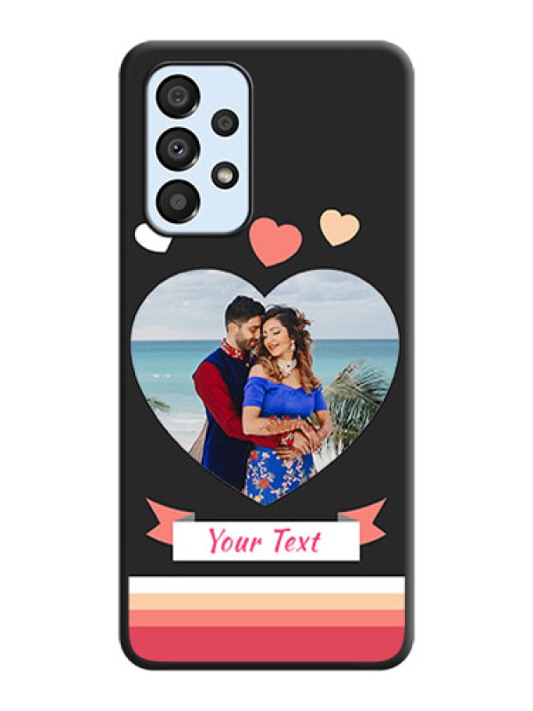 Custom Love Shaped Photo with Colorful Stripes on Personalised Space Black Soft Matte Cases - Galaxy A33 5G