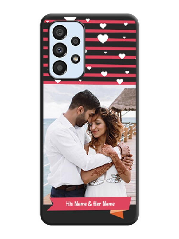 Custom White Color Love Symbols with Pink Lines Pattern on Space Black Custom Soft Matte Phone Cases - Galaxy A33 5G