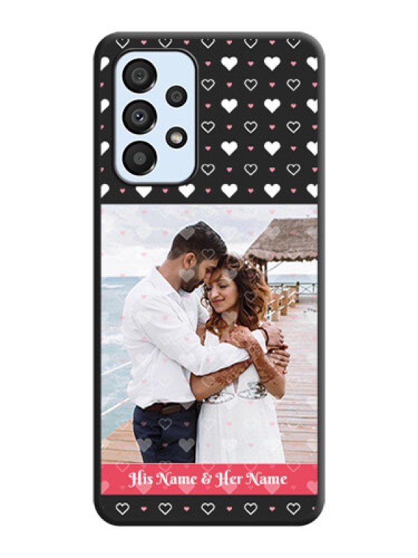 Custom White Color Love Symbols with Text Design on Photo on Space Black Soft Matte Phone Cover - Galaxy A33 5G