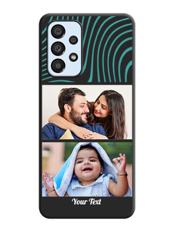 Custom Wave Pattern with 2 Image Holder on Space Black Personalized Soft Matte Phone Covers - Galaxy A33 5G