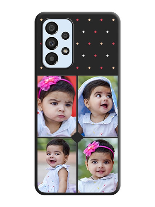 Custom Multicolor Dotted Pattern with 4 Image Holder on Space Black Custom Soft Matte Phone Cases - Galaxy A33 5G