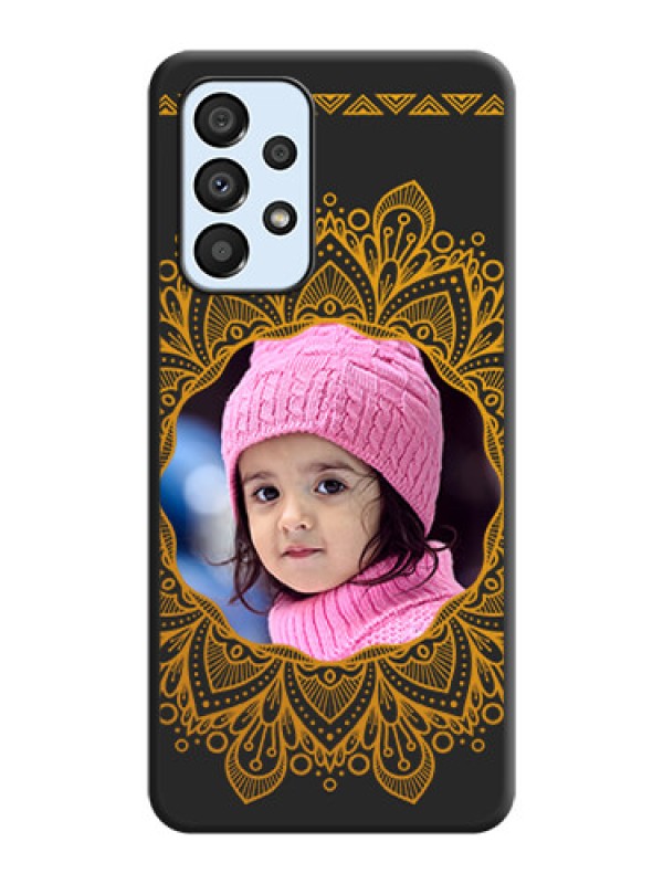 Custom Round Image with Floral Design on Photo on Space Black Soft Matte Mobile Cover - Galaxy A33 5G