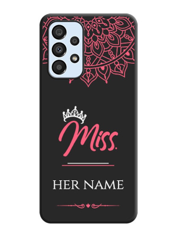 Custom Mrs Name with Floral Design on Space Black Personalized Soft Matte Phone Covers - Galaxy A33 5G