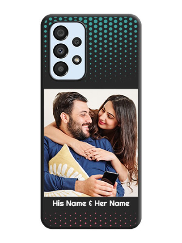 Custom Faded Dots with Grunge Photo Frame and Text on Space Black Custom Soft Matte Phone Cases - Galaxy A33 5G