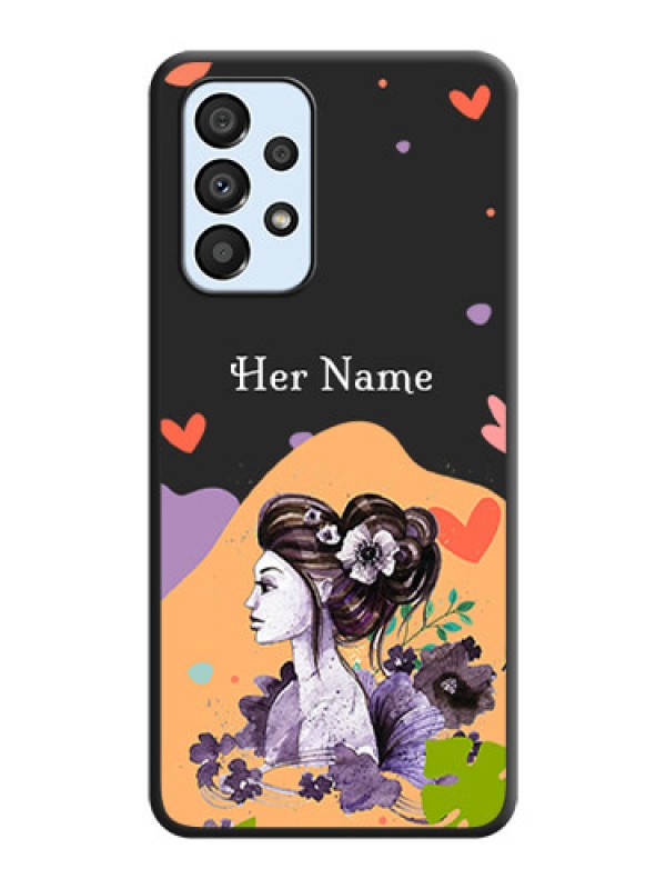 Custom Namecase For Her With Fancy Lady Image On Space Black Personalized Soft Matte Phone Covers -Samsung Galaxy A33 5G
