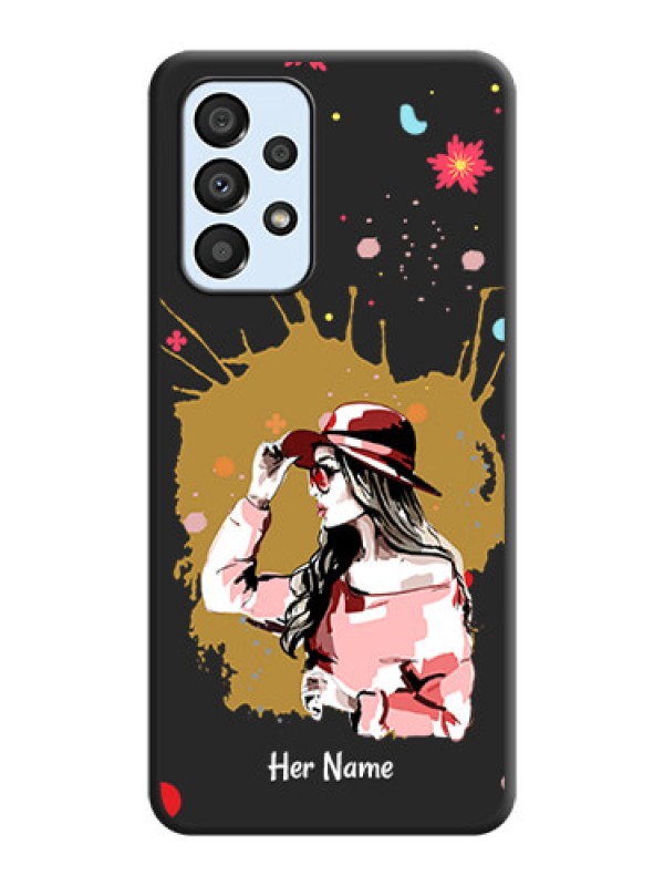 Custom Mordern Lady With Color Splash Background With Custom Text On Space Black Personalized Soft Matte Phone Covers -Samsung Galaxy A33 5G