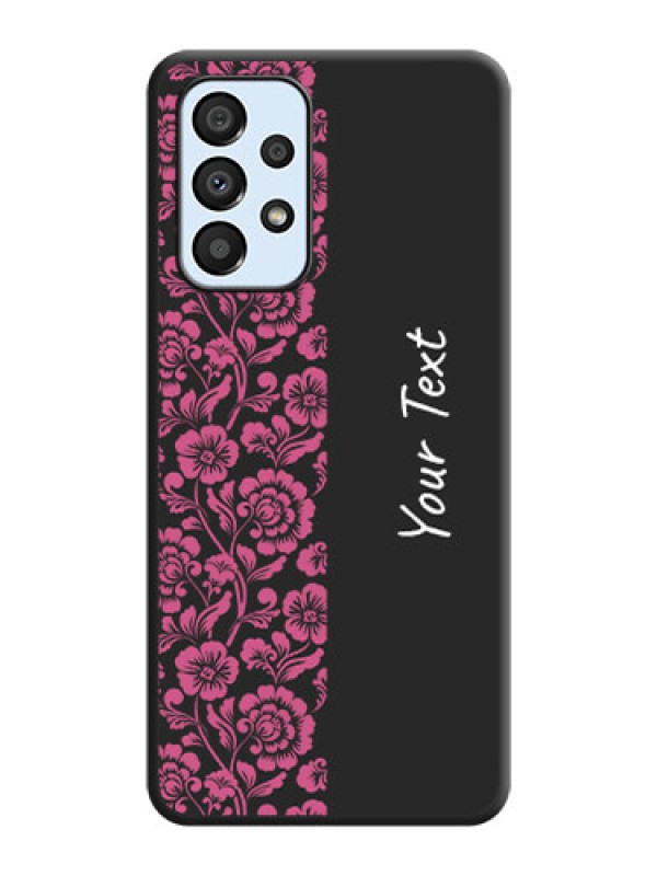 Custom Pink Floral Pattern Design With Custom Text On Space Black Personalized Soft Matte Phone Covers -Samsung Galaxy A33 5G