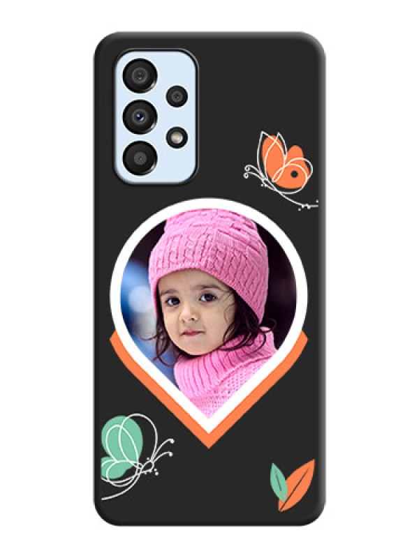 Custom Upload Pic With Simple Butterly Design On Space Black Personalized Soft Matte Phone Covers -Samsung Galaxy A33 5G