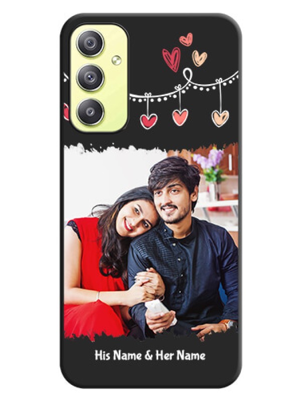 Custom Pink Love Hangings with Name on Space Black Custom Soft Matte Phone Cases - Galaxy A34 5G