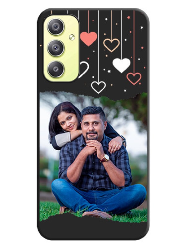 Custom Love Hangings with Splash Wave Picture on Space Black Custom Soft Matte Phone Back Cover - Galaxy A34 5G