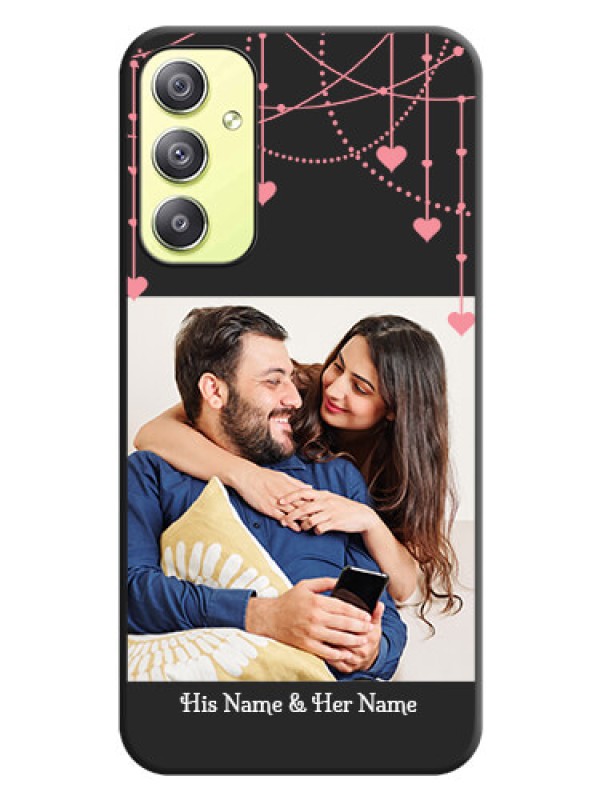 Custom Pink Love Hangings with Text on Space Black Custom Soft Matte Back Cover - Galaxy A34 5G