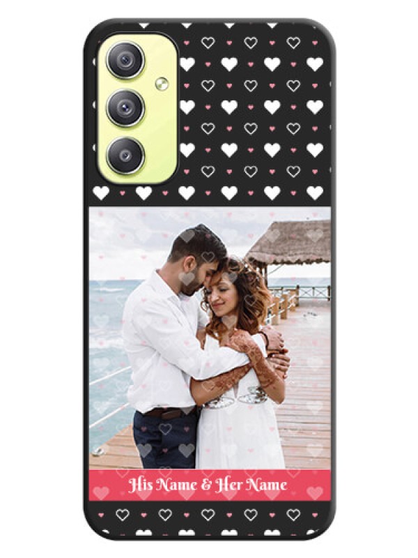 Custom White Color Love Symbols with Text Design on Photo on Space Black Soft Matte Phone Cover - Galaxy A34 5G