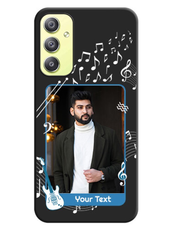 Custom Musical Theme Design with Text on Photo on Space Black Soft Matte Mobile Case - Galaxy A34 5G