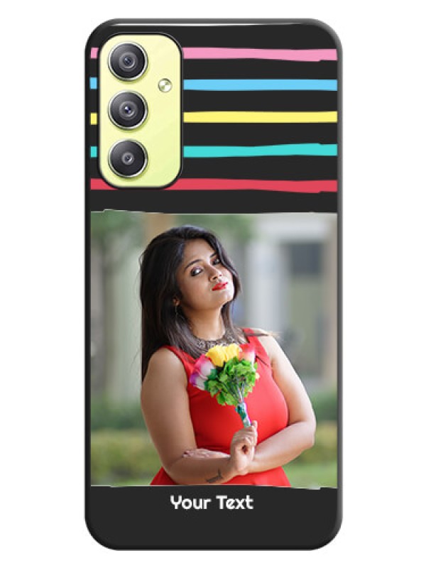 Custom Multicolor Lines with Image on Space Black Personalized Soft Matte Phone Covers - Galaxy A34 5G