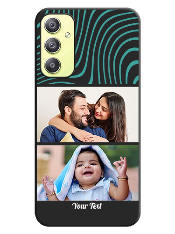 Custom Wave Pattern with 2 Image Holder on Space Black Personalized Soft Matte Phone Covers - Galaxy A34 5G