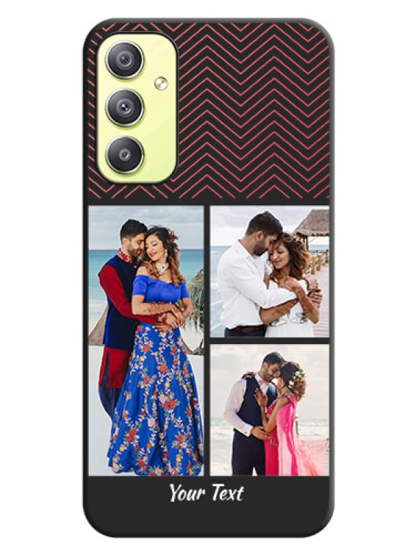 Custom Wave Pattern with 3 Image Holder on Space Black Custom Soft Matte Back Cover - Galaxy A34 5G