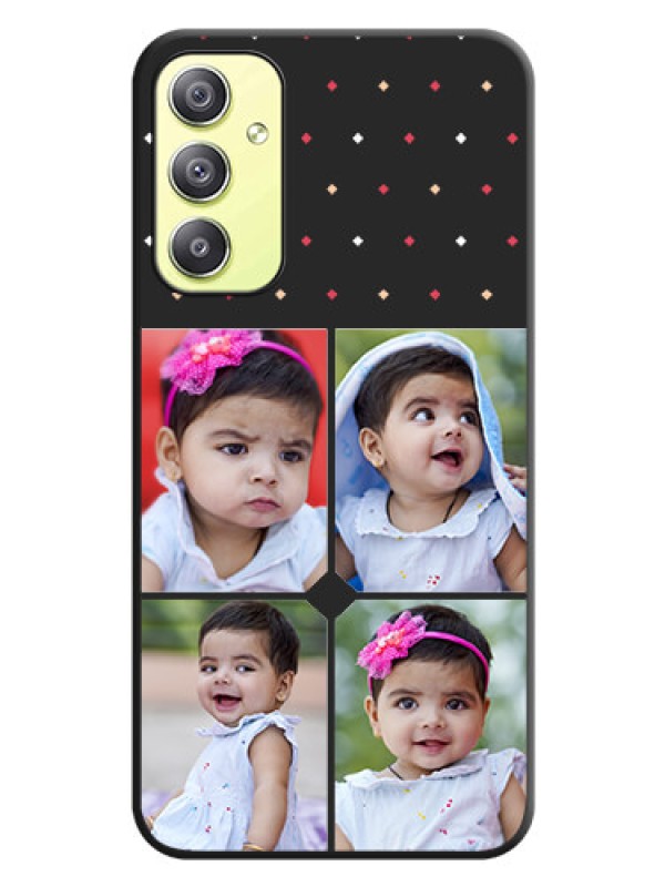 Custom Multicolor Dotted Pattern with 4 Image Holder on Space Black Custom Soft Matte Phone Cases - Galaxy A34 5G