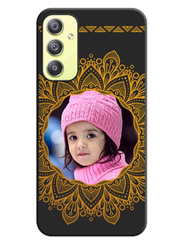 Custom Round Image with Floral Design on Photo on Space Black Soft Matte Mobile Cover - Galaxy A34 5G