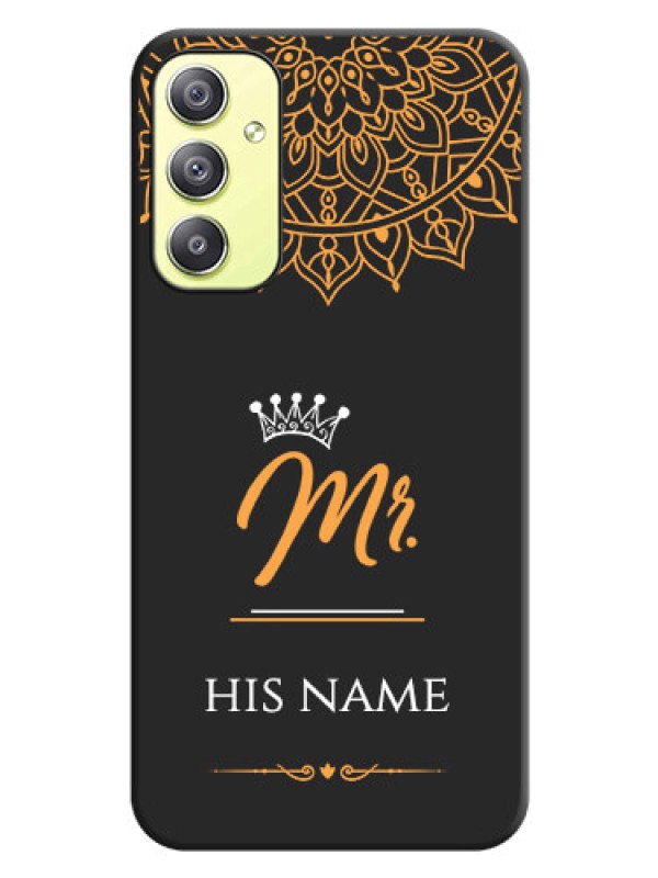 Custom Mr Name with Floral Design  on Personalised Space Black Soft Matte Cases - Galaxy A34 5G