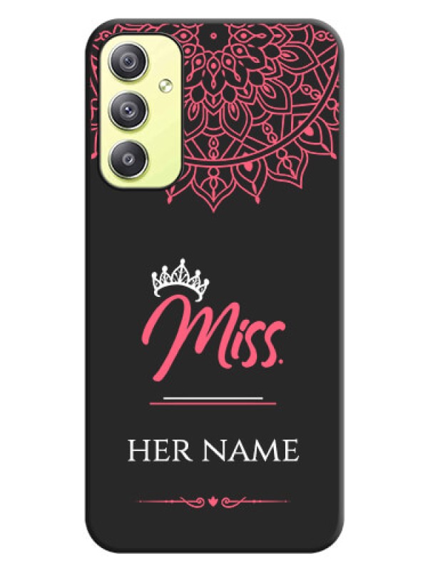 Custom Mrs Name with Floral Design on Space Black Personalized Soft Matte Phone Covers - Galaxy A34 5G