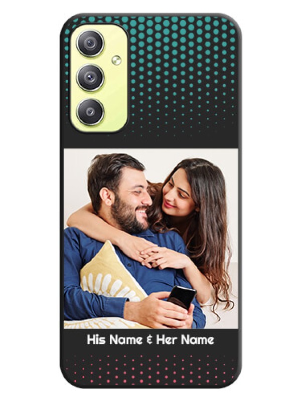 Custom Faded Dots with Grunge Photo Frame and Text on Space Black Custom Soft Matte Phone Cases - Galaxy A34 5G