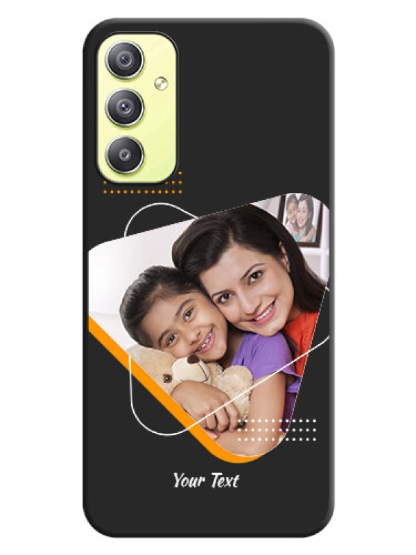 Custom Yellow Triangle on Photo on Space Black Soft Matte Phone Cover - Galaxy A34 5G