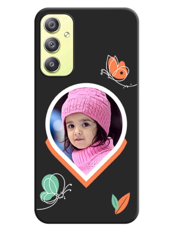 Custom Upload Pic With Simple Butterly Design On Space Black Personalized Soft Matte Phone Covers -Samsung Galaxy A34 5G