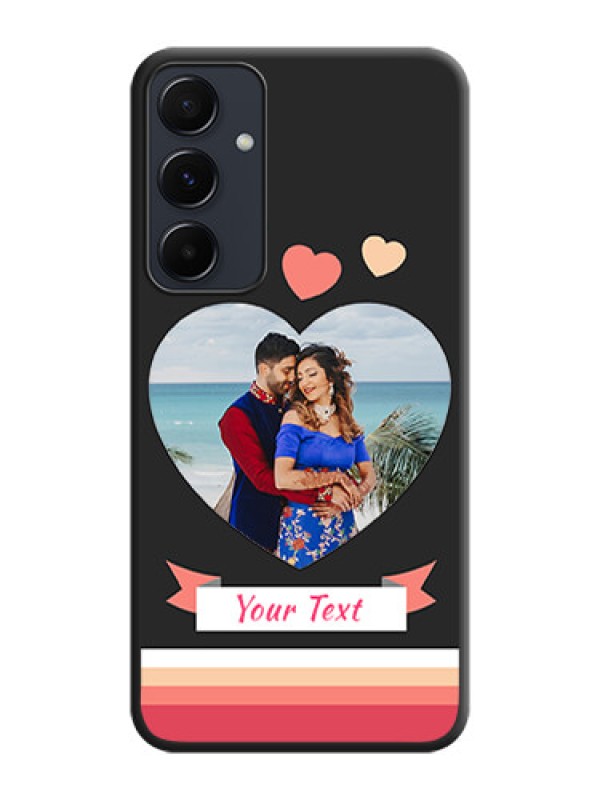 Custom Love Shaped Photo with Colorful Stripes on Personalised Space Black Soft Matte Cases - Galaxy A35 5G