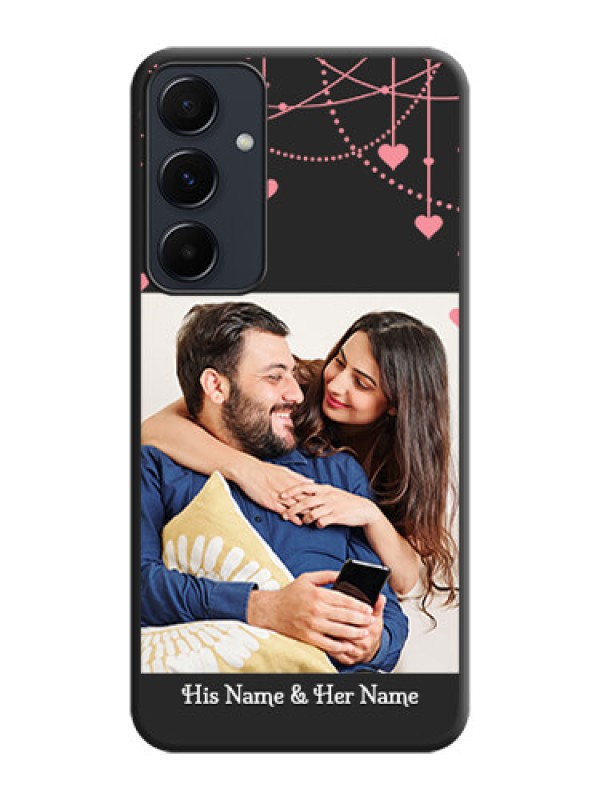 Custom Pink Love Hangings with Text on Space Black Custom Soft Matte Back Cover - Galaxy A35 5G
