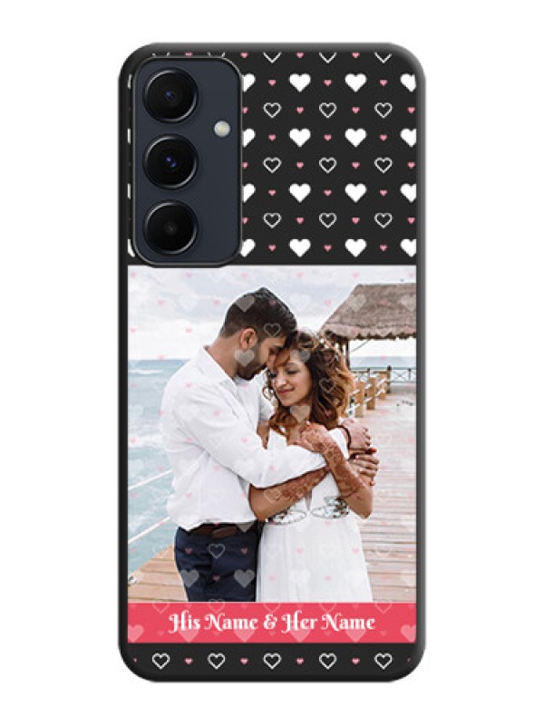 Custom White Color Love Symbols with Text Design - Photo on Space Black Soft Matte Phone Cover - Galaxy A35 5G