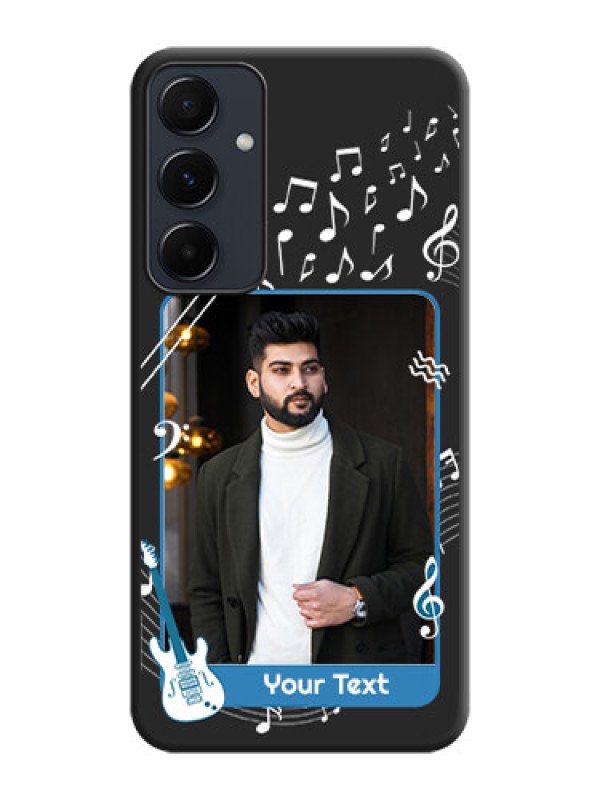 Custom Musical Theme Design with Text - Photo on Space Black Soft Matte Mobile Case - Galaxy A35 5G