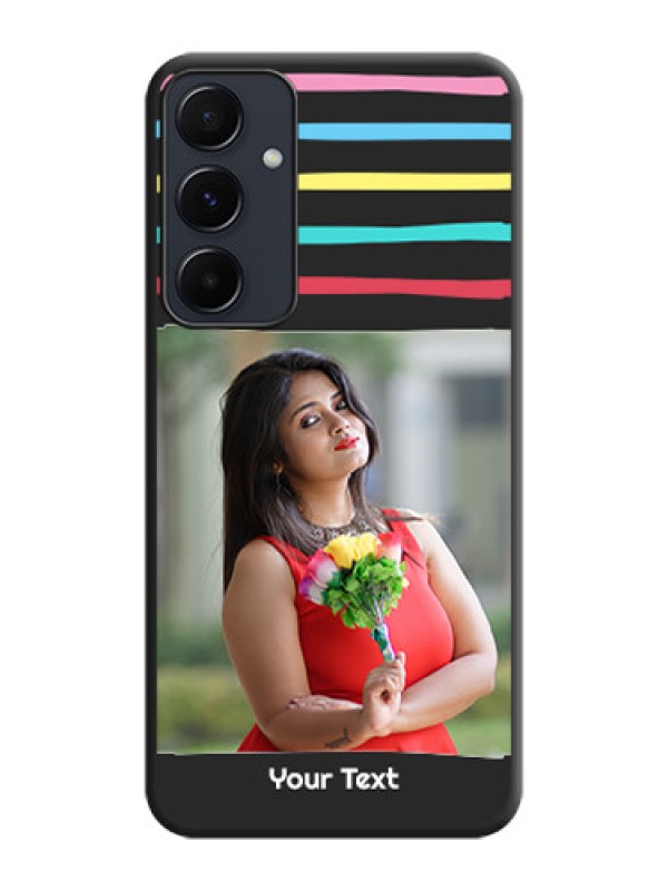 Custom Multicolor Lines with Image on Space Black Personalized Soft Matte Phone Covers - Galaxy A35 5G
